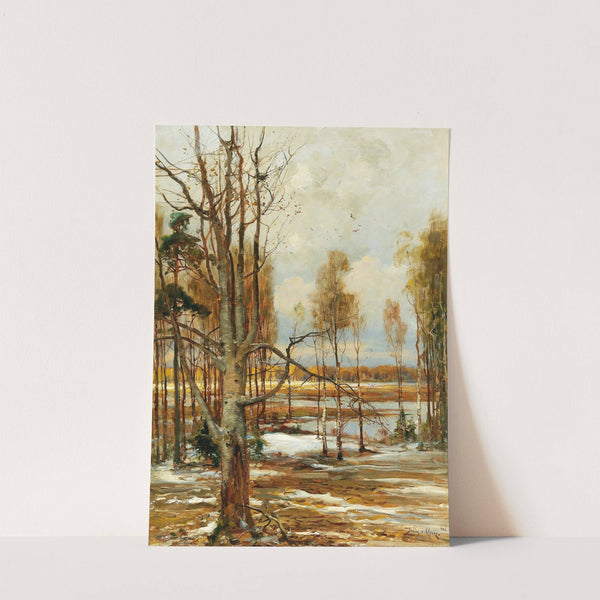 An early spring landscape with a beech tree in the foreground by Julius Sergius Klever