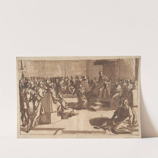 An Ecclesiastic Blessing a Book before the Sacred College. by Cesare Nebbia