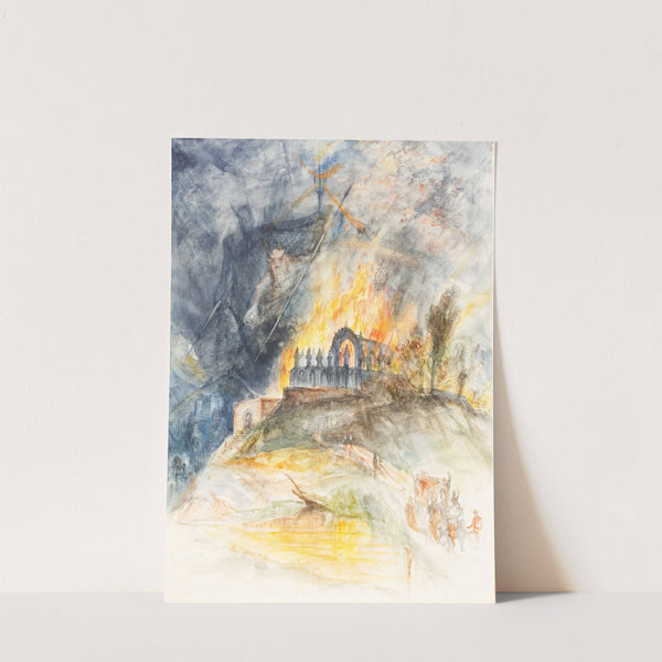 An Ecclesiastic Building in Flames with Demons Above by Arthur Frederick Payne