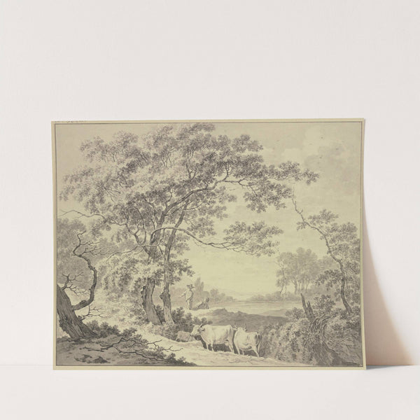 An einem von Wald umgebenem Teich, Hirte und Hirtin mit zwei Kühen und einer Ziege by Daniël Dupré