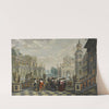 An Elaborate Palace Courtyard With Elegant Company Proceeding Towards A Great Staircase by Dirck Van Delen