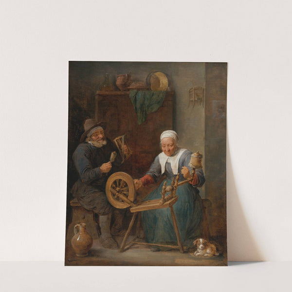 An Elderly Couple Spinning Wool in An Interior by David Teniers The Younger