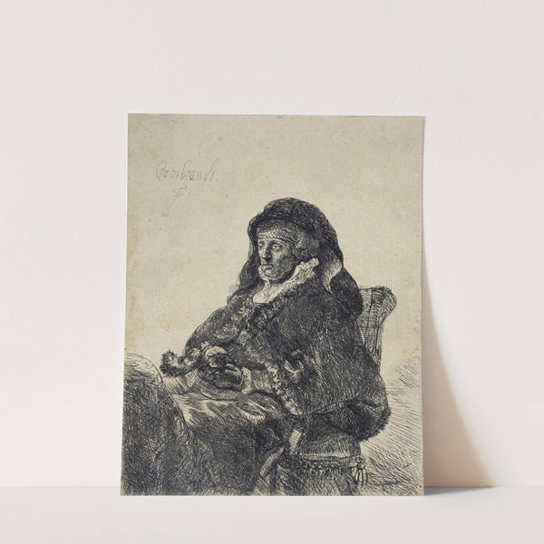 An Elderly Woman (in widow’s dress and black gloves) by Rembrandt van Rijn