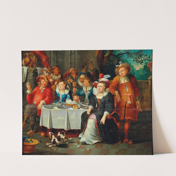 An Elegant Company Dining by Frans Xaver Hendrick Verbeeck