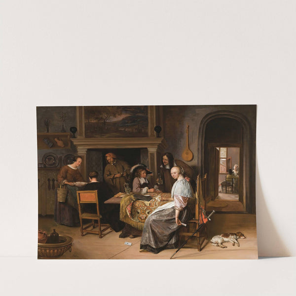 An Elegant Company In An Interior With Figures Playing Cards At A Table by Jan Steen
