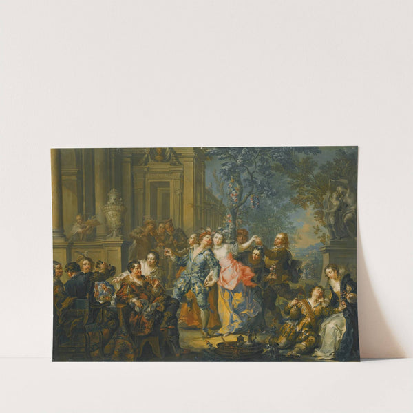 An Elegant Company Making Merry Outside A Palace by Johann Georg Platzer