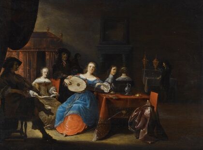 An Elegant Company Making Music In An Interior