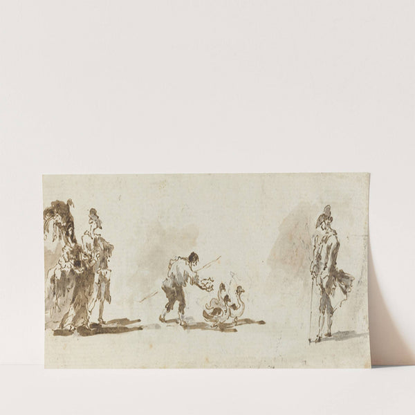 An Elegant Couple, a Gooseboy_and a Gentleman (recto) (c. 1780) by Francesco Guardi