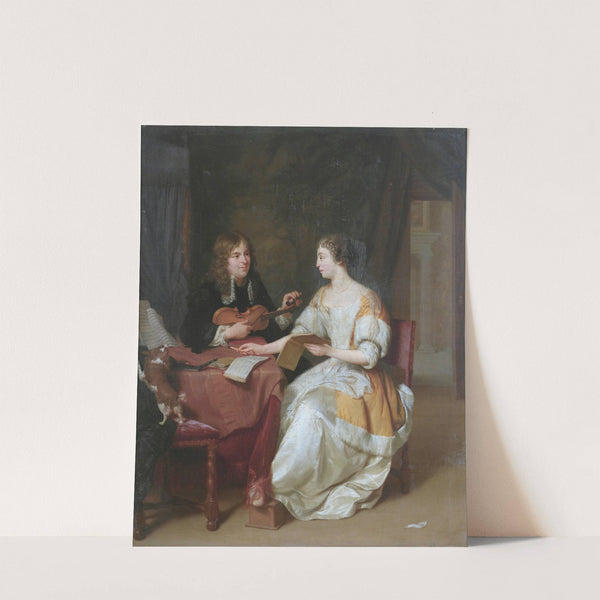 An Elegant Couple Making Music In An Interior by Jan Verkolje