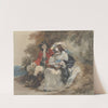 An elegant couple resting in a wooded landscape by Eugène Lami