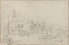 An Elegant Hunting Party Resting by a Fountain