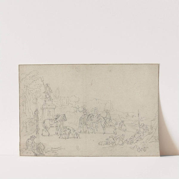 An Elegant Hunting Party Resting by a Fountain (1685) by Pieter Bout