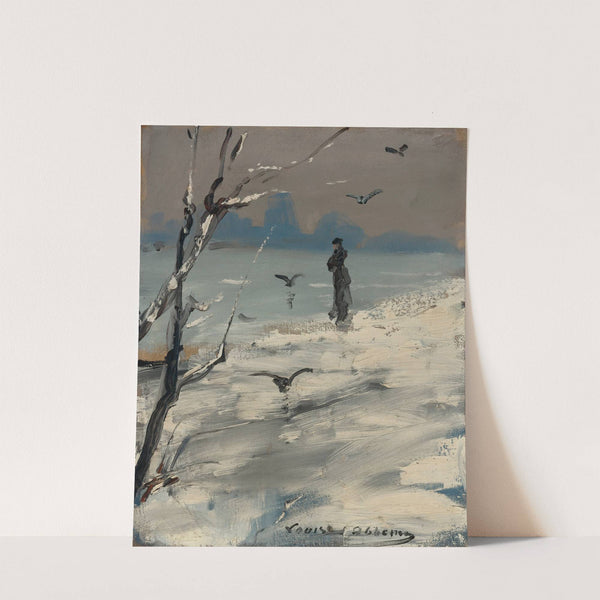 An Elegant Woman, Said To Be Sarah Bernhardt, On A Winter’s Walk by Louise Abbéma