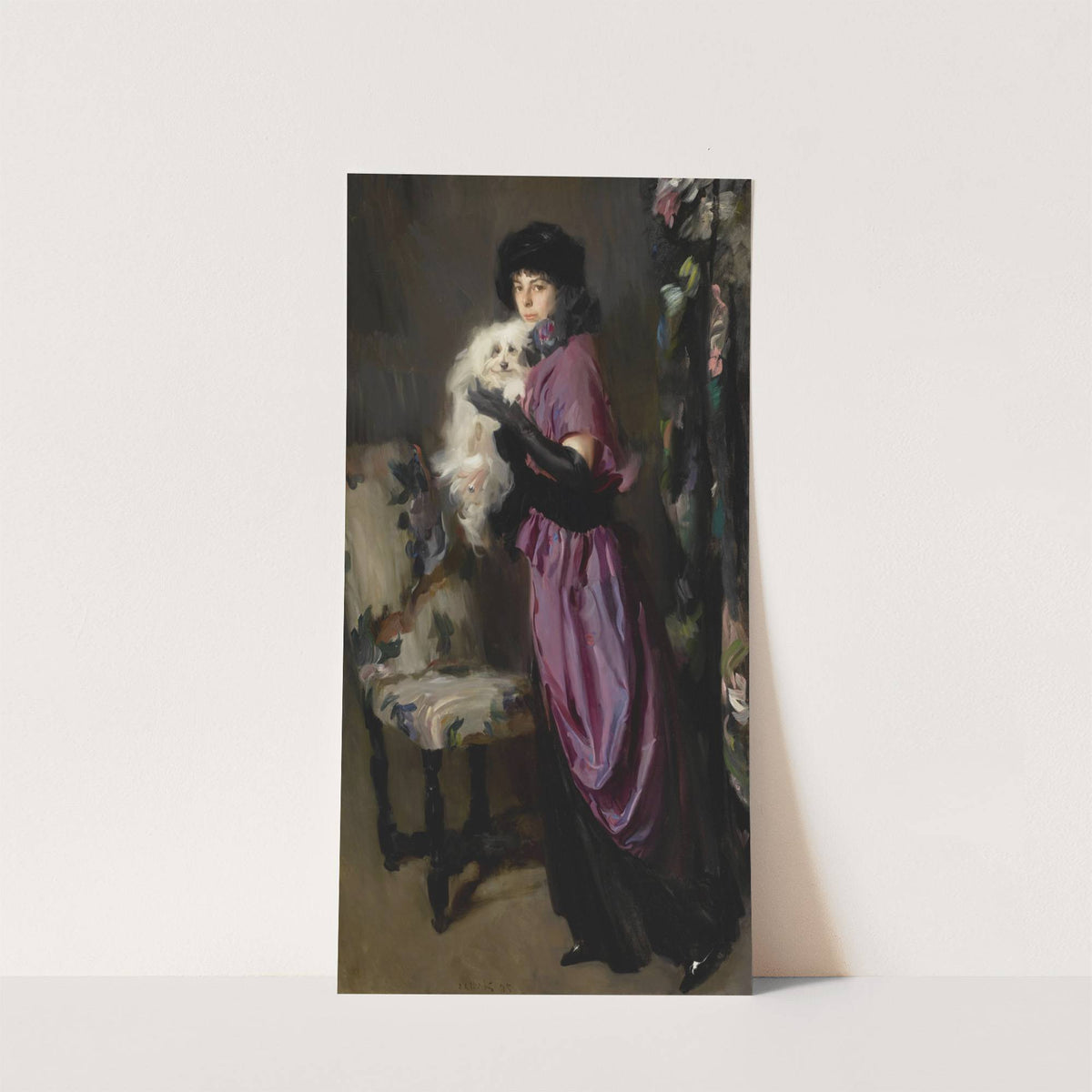 An Elegant Woman with her Maltese by Ambrogio Antonio Alciati