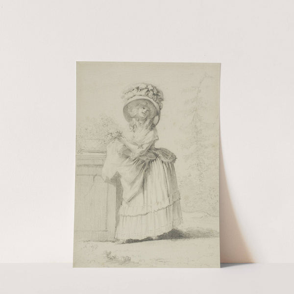 An Elegant Young Woman in a Garden (c. 1785) by Alexandre Moitte