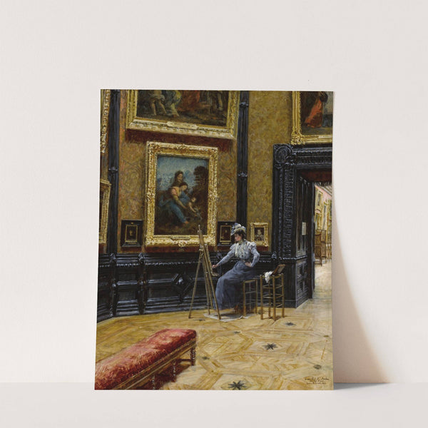 An Elegantly Dressed Copyist at the Louvre by Louis Béroud