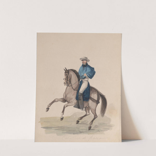 An elegantly dressed man on horseback by Francisco Fierro