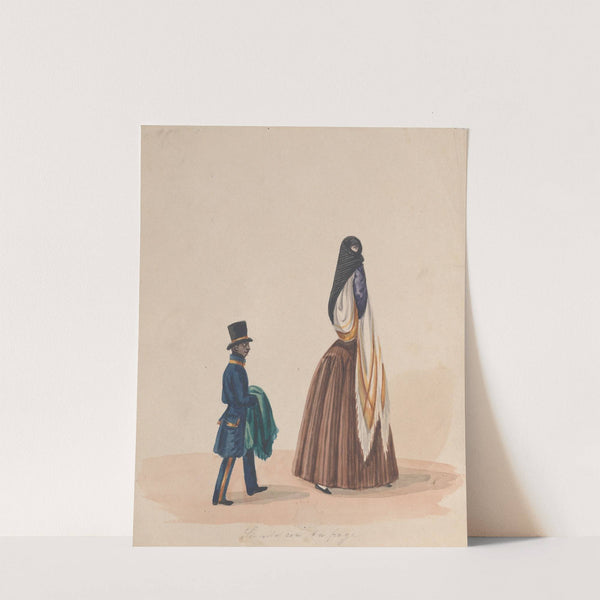 An elegantly dressed woman and her page by Francisco Fierro