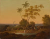 An encampment at dusk