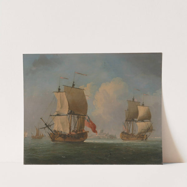 An English Sloop and a Frigate in a Light Breeze by Francis Swaine