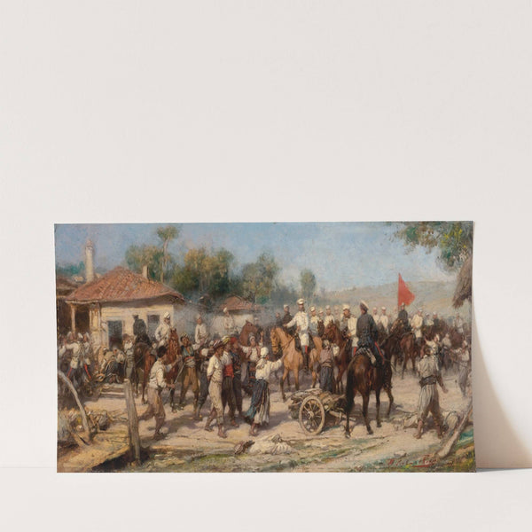 An Episode From The 1877-78 War; Russian Troops Liberate A Balkan Village From The Turks by Pavel Osipovich Kovalevsky