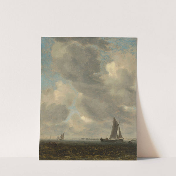 An estuary scene with light shipping by Salomon van Ruysdael