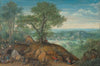 An extensive landscape with plundering soldiers
