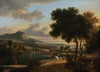 An Extensive Landscape With Travellers, Fishermen And Cattle Drovers On A Path With A Roman Bridge Beyond
