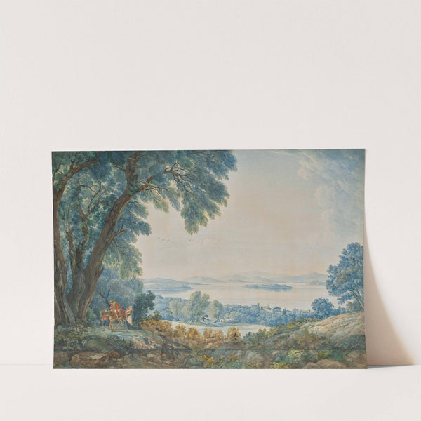 An extensive view with a lake outside Rome (possibly Lake Bolsena), with figures by Abraham-Louis-Rodolphe Ducros