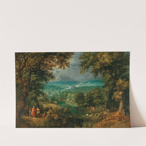 An extensive wooded landscape with biblical staffage by David Vinckboons