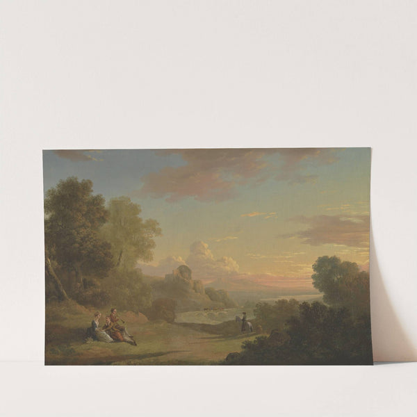 An Imaginary Landscape with a Traveller and Figures Overlooking the Bay of Baiae by Thomas Jones