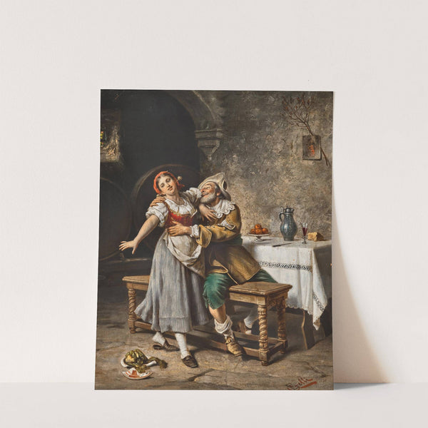 An impetuous cavalier in a wine cellar by Eduardo Gelli