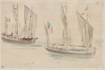 Two Boats at the Harbor of Dieppe (1854)