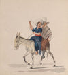 An indigenous man and woman together riding a donkey (ca. 1848)