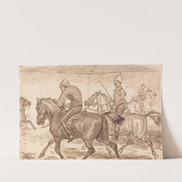 An Indoor Military Riding School With an Instructor Teaching Recruits to Trot by Charles Samuel Keene