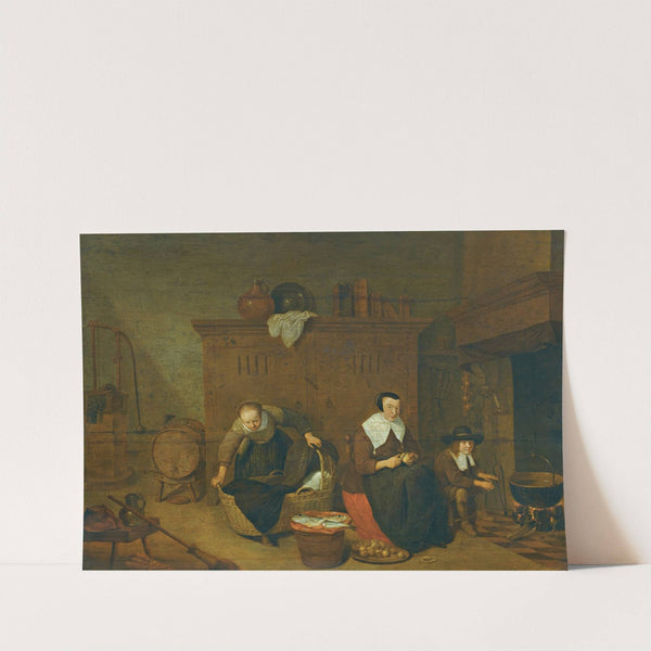 An Interior With a Woman Peeling Turnips by Quirijn Van Brekelenkam