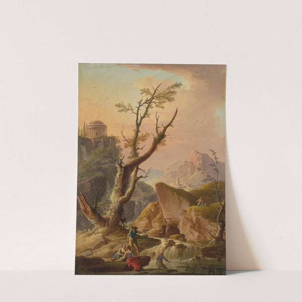 An Italian landscape with figures by Charles-François Grenier De Lacroix