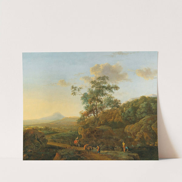 An Italian landscape with travellers by Dutch School
