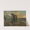 An Italianate landscape with a market scene by Peeter van Bredael
