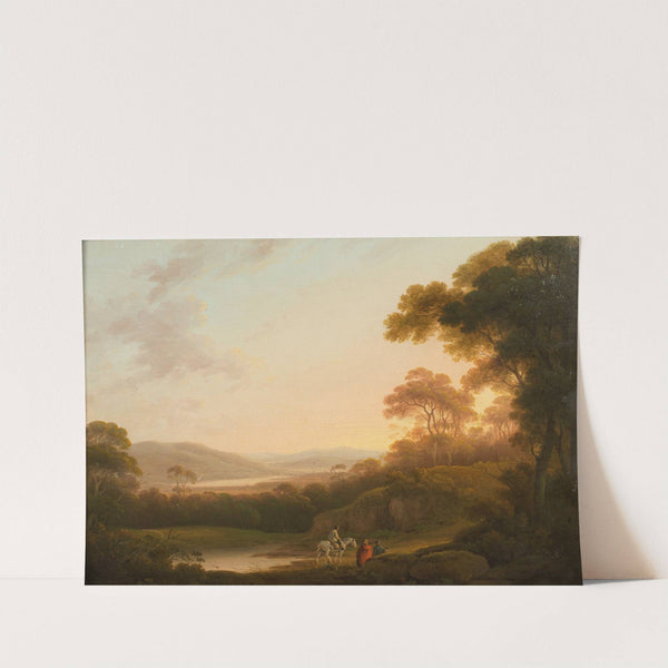 An Italianate landscape with figures on a path by John Rathbone