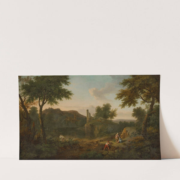 An Italianate Landscape with Maneus Curius Dentatus with acolytes rejecting the gifts of the Samnites and preferring Turnips (1752) by George Lambert