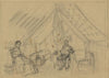 An officer and a woman sitting in a tent