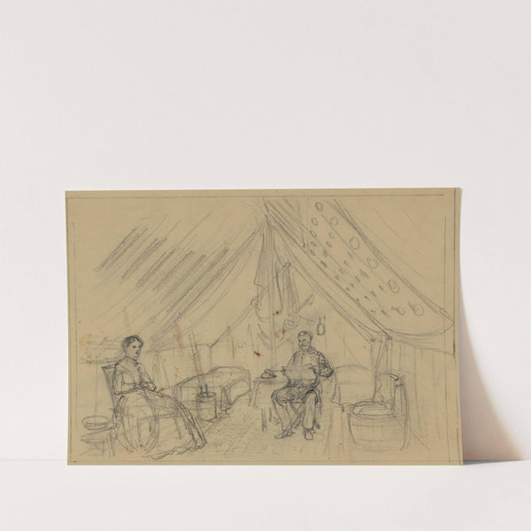 An officer and a woman sitting in a tent by Alfred Rudolph Waud