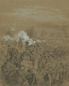 An officer directing his troops into battle