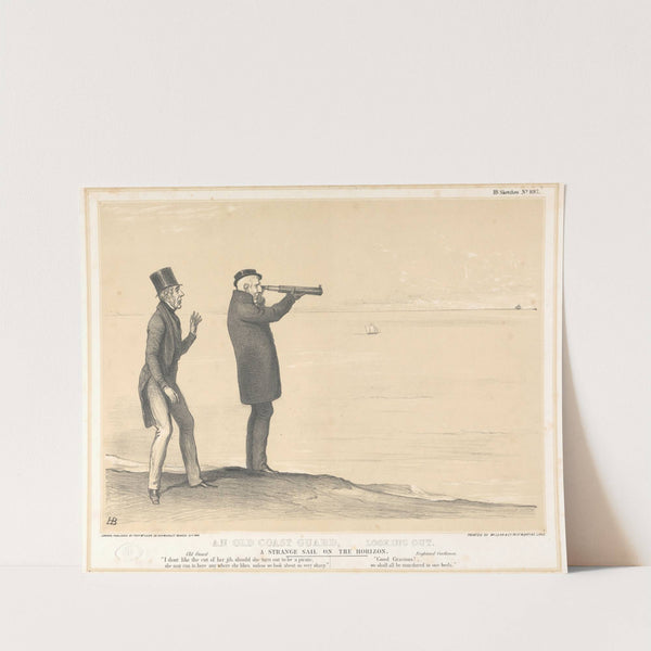 An Old Coast Guard, Looking Out... A Strange Sail on the Horizon by John Doyle