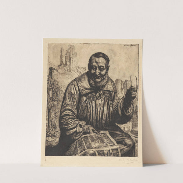 An old English countryman reads the war news by Harry Linley Richardson