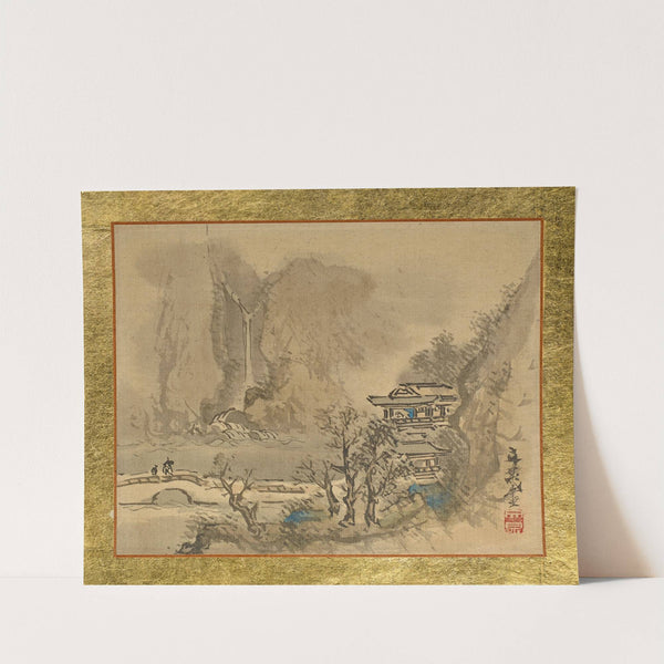 An Old Man and an Attendant heading to a two-story Mansion at the Shore by Tani Bunchō