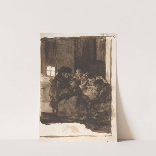 An old man delousing a boy in an interior, accompanied by three figures (ca. 1812–20) by Francisco de Goya