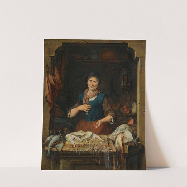 An Old Woman At A Window Selling Fish by Gerrit Zegelaar