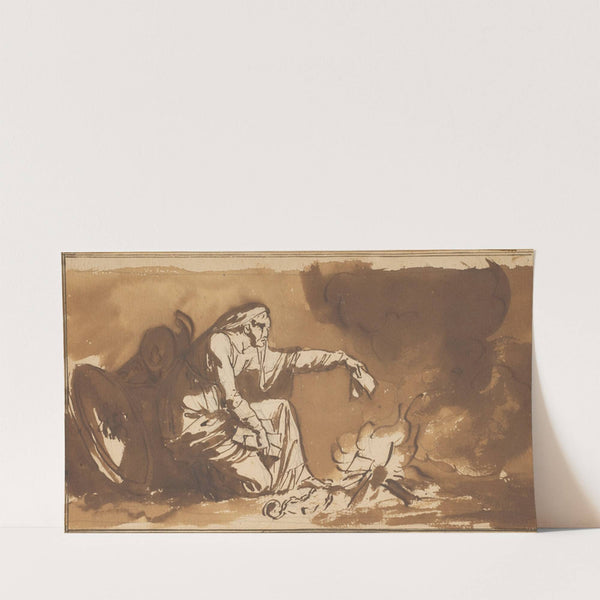 An Old Woman Burning Papers by Nicolai Abildgaard